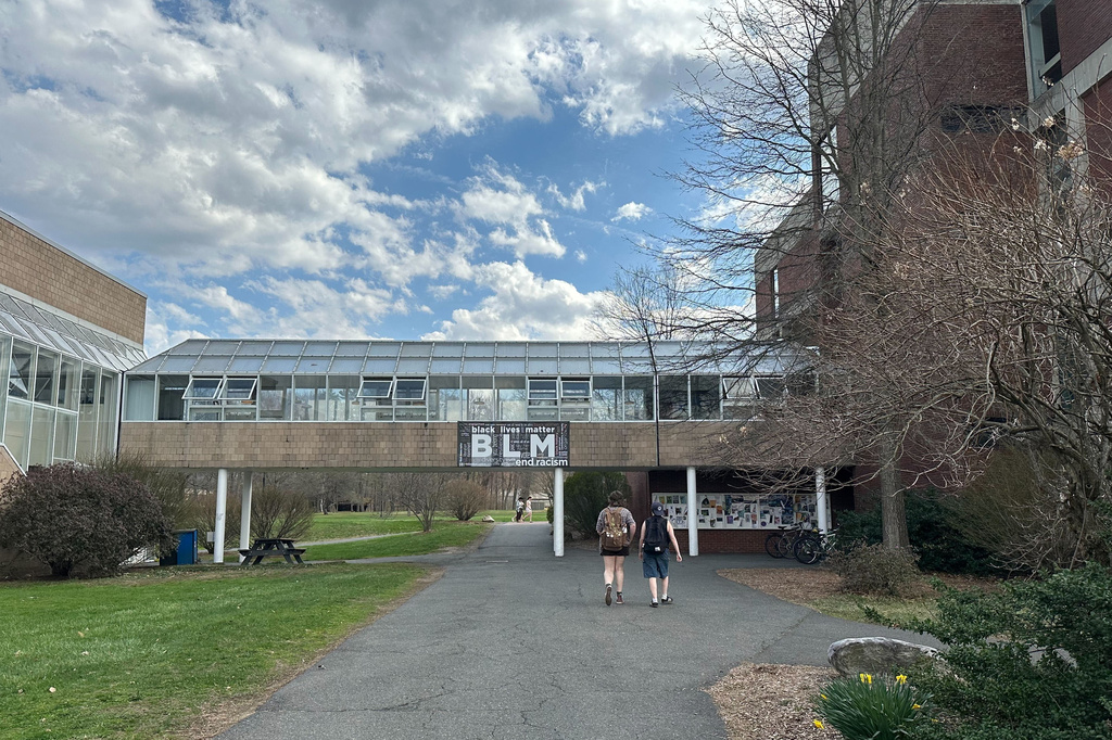The campus of Hampshire College in Amherst, Mass., on Tuesday, April 14, 2026. (AP Photos/Leah Willingham)