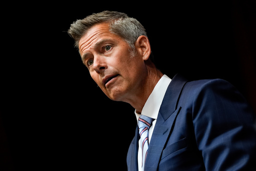 FILE - Transportation Secretary Sean Duffy speaks during a news conference Aug. 5, 2025, at the Department of Transportation in Washington. (AP Photo/Julia Demaree Nikhinson, File) FILE - Transportation Secretary Sean Duffy speaks during a news conference Aug. 5, 2025, at the Department of Transportation in Washington. (AP Photo/Julia Demaree Nikhinson, File)