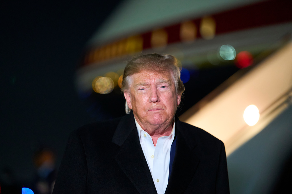 President Donald Trump speaks with reporters as he arrives on Air Force One, Wednesday, Oct. 28, 2026, at Joint Base Andrews, Md. (AP Photo/Alex Brandon)