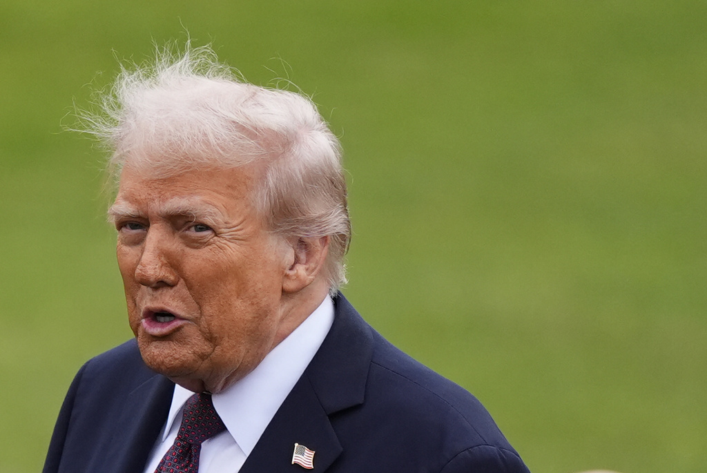 President Donald Trump after a Beating Retreat ceremony at Windsor Castle, England, Wednesday, Sept. 17, 2025. (Jordan Pettitt/Pool Photo via AP)