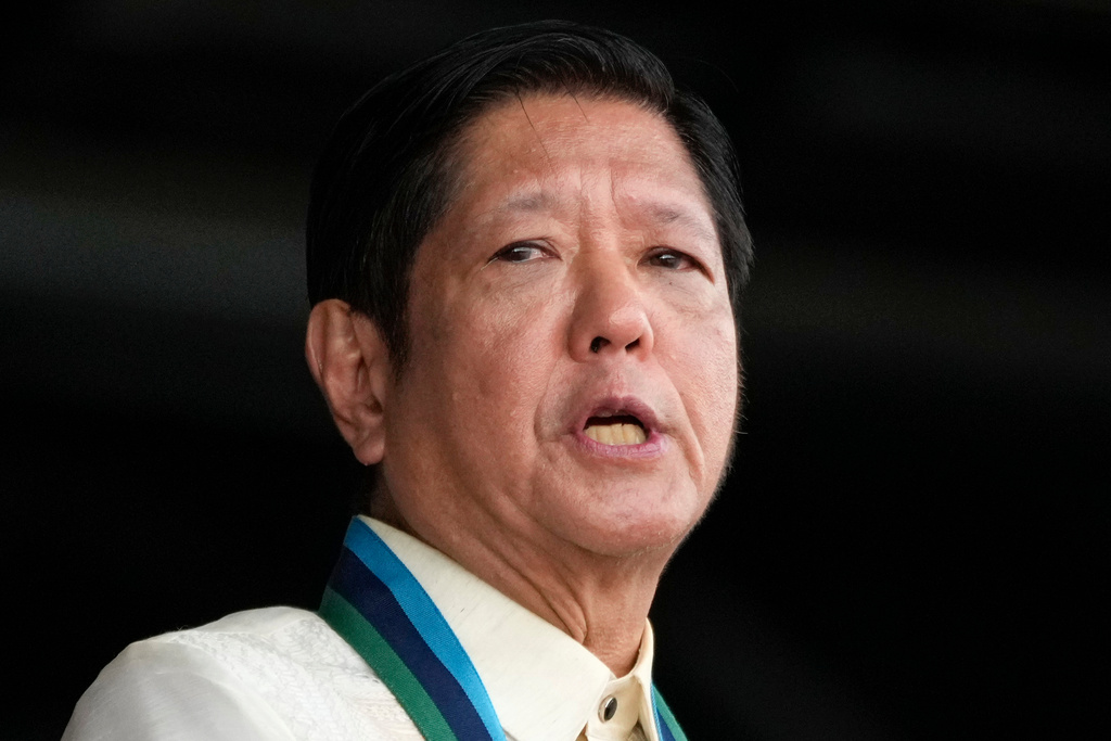 FILE - Philippine President Ferdinand Marcos speaks during the 89th anniversary of the Armed Forces of the Philippines on Dec. 20, 2024, in Quezon City, Philippines. (AP Photo/Aaron Favila, File)