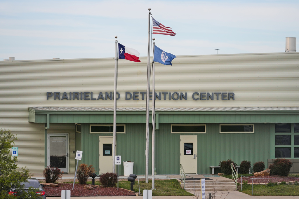 FILE - The Prairieland Detention Center in Alvarado, Texas, is shown, Monday, March 16, 2026. (AP Photo/Tony Gutierrez,File)