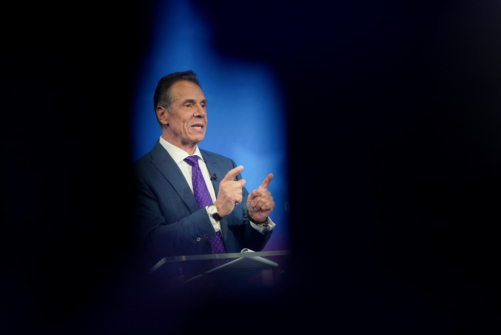 Independent candidate former New York Gov. Andrew Cuomo speaks during a mayoral debate, Thursday, Oct. 16, 2025, in New York. (AP Photo/Angelina Katsanis, Pool)