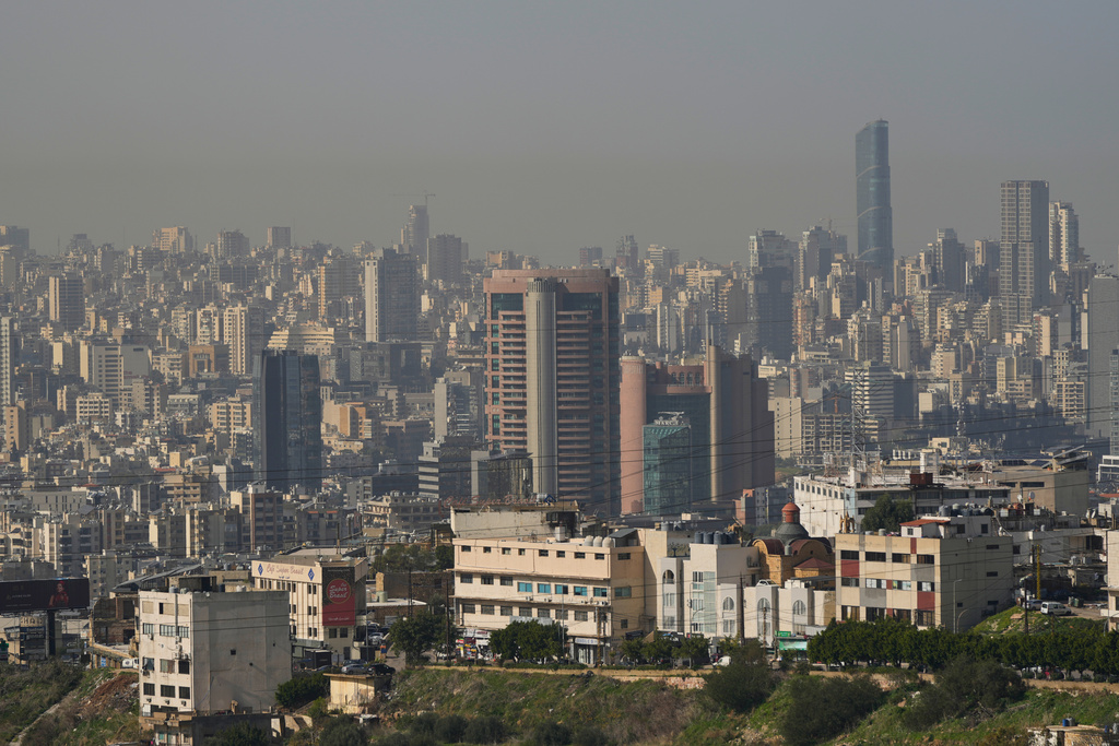 The Habtoor Hotel, center, is seen along Beirut's skyline, Lebanon, Monday, Jan. 26, 2026. (AP Photo/Hassan Ammar)