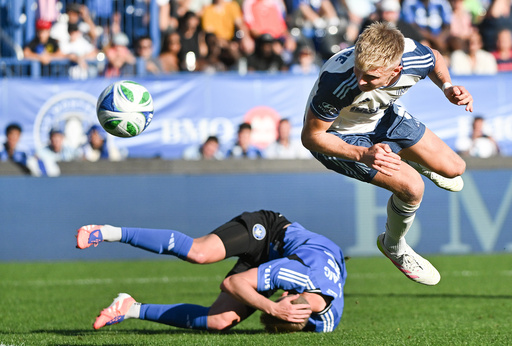 Nashville SC's Sam Surridge, right, scores against CF Montreal during the second half of an MLS soccer game in Montreal, Saturday, Oct. 4, 2025. (Graham Hughes/The Canadian Press via AP) Nashville SC's Sam Surridge, right, scores against CF Montreal during the second half of an MLS soccer game in Montreal, Saturday, Oct. 4, 2025. (Graham Hughes/The Canadian Press via AP)