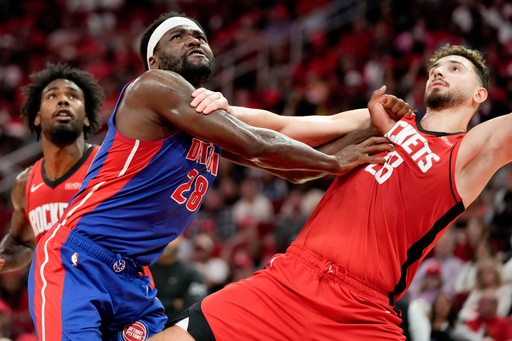 Detroit Pistons forward Isaiah Stewart, left, and Houston Rockets center Alperen Sengun, right, jostle for position during a free throw in the first half of an NBA basketball game Friday, Oct. 24, 2025, in Houston. (AP Photo/Eric Christian Smith) Detroit Pistons forward Isaiah Stewart, left, and Houston Rockets center Alperen Sengun, right, jostle for position during a free throw in the first half of an NBA basketball game Friday, Oct. 24, 2025, in Houston. (AP Photo/Eric Christian Smith)