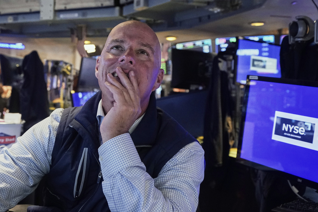 Specialist John O'Hara works at his post on the floor of the New York Stock Exchange, Monday, Sept. 15, 2025. (AP Photo/Richard Drew)