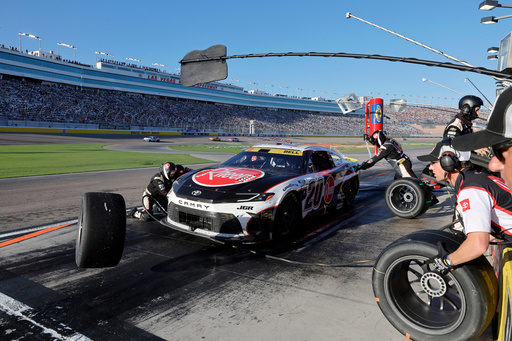 Driver Christopher Bell makes a pit stop during a NASCAR Cup Series auto race Sunday, Oct. 12, 2025, in Las Vegas. (AP Photo/Steve Marcus) Driver Christopher Bell makes a pit stop during a NASCAR Cup Series auto race Sunday, Oct. 12, 2025, in Las Vegas. (AP Photo/Steve Marcus)