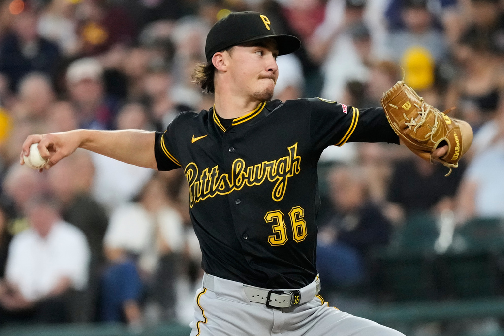Pittsburgh Pirates starting pitcher Bubba Chandler throws against the Chicago White Sox during the first inning of a baseball game in Chicago, Tuesday, Sept. 8, 2026. (AP Photo/Nam Y. Huh)