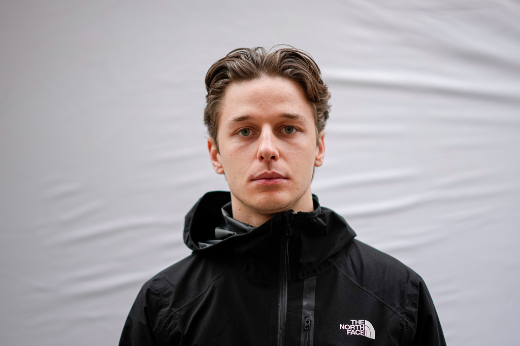 Jakab Szilagyi-Trefas, 22, poses for a portrait in Budapest, Hungary, Monday, April 13, 2026. "Young people brought out the bravery of society." (AP Photo/Petr David Josek)