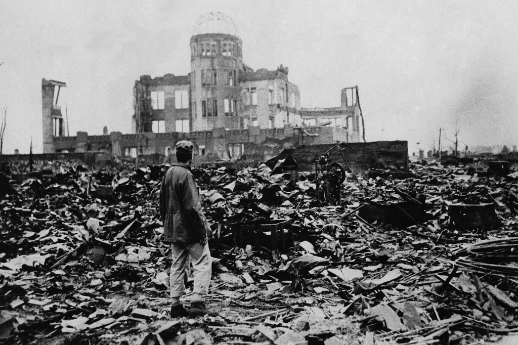 FILE - A huge expanse of ruins left the explosion of the atomic bomb on Aug. 6, 1945 in Hiroshima. (AP Photo, File)