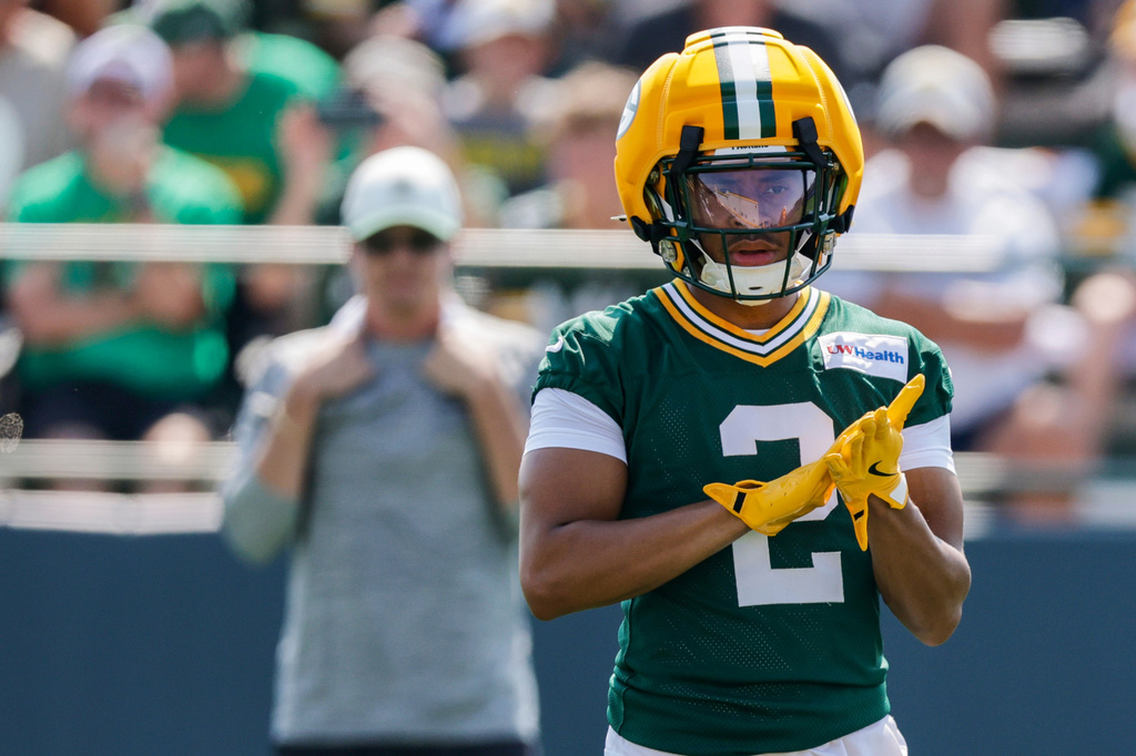 FILE - Green Bay Packers cornerback Brandon Cisse (2) runs a drill during practice at the team's NFL football training camp, Thursday, July 30, 2026, in Green Bay, Wis. (AP Photo/Matt Ludtke)