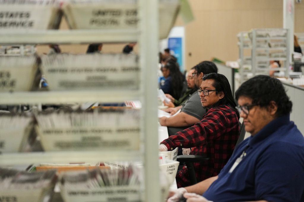 Ballots are sorted the day after California's primary election at the LA County Ballot Processing Center Wednesday, June 3, 2026, in City of Industry, Calif. (AP Photo/Jae C. Hong)