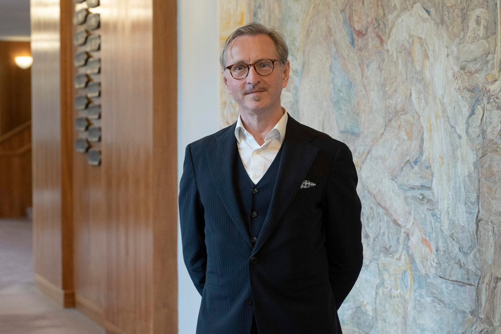 Peter de Caluwe, who will become artistic director of the Salzburg Festival in October 2027, poses at the Grosses Festspielhaus in Salzburg, Austria on Friday, Sept. 18, 2026. (Jan Friese/Salzburg Festival via AP)