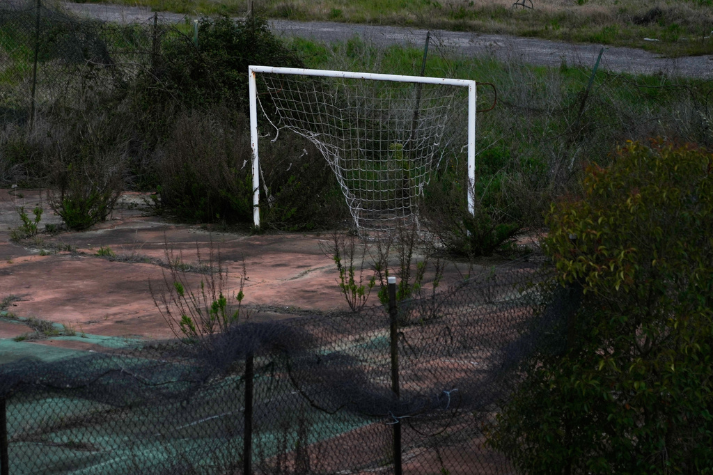 An abandoned soccer field is pictured in Rome, Wednesday, April 1, 2026. (AP Photo/Gregorio Borgia)