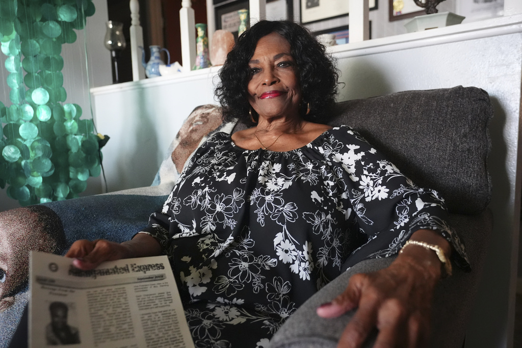 The former mayor of the City of Forest Hill, Clara Faulkner sits for a portrait in her home in Forest Hill, Texas, Thursday, Aug. 21, 2025. (AP Photo/LM Otero)