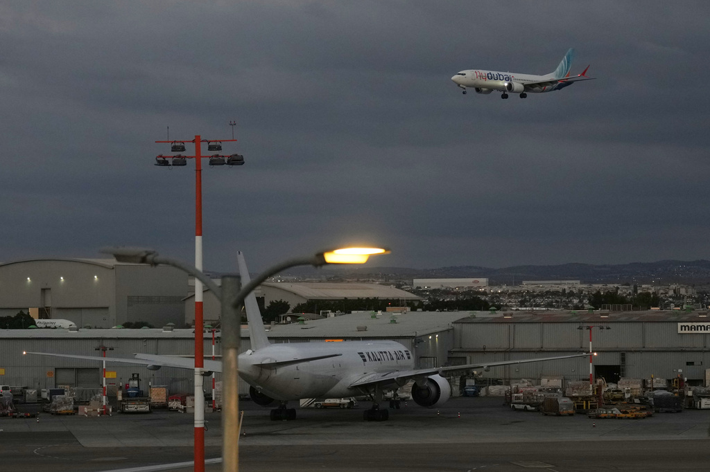 A FlyDubai aircraft carrying Israelis who experienced an emergency landing in Saudi Arabia arrives at Ben Gurion International Airport, near Tel Aviv, Israel, Wednesday, Sept. 30, 2026. (AP Photo/Ariel Schalit)