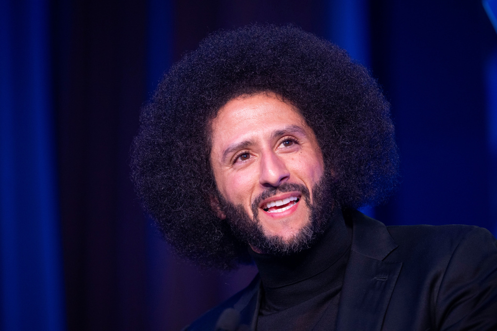 Colin Kaepernick speaks at the ACLU's 2026 Biennial Leadership Conference, Friday, July 24, 2026, in Washington. (AP Photo/Kevin Wolf)