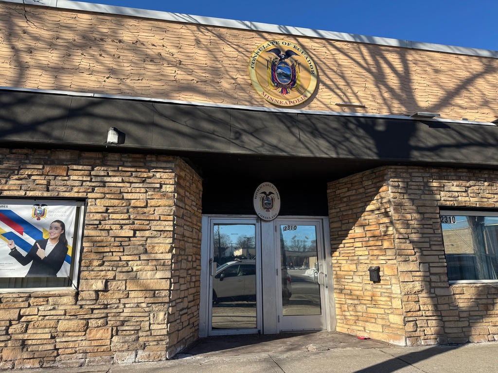 The Ecuadorian consulate stands in Minneapolis, Jan. 28, 2026. (AP Photo/Jack Brook)