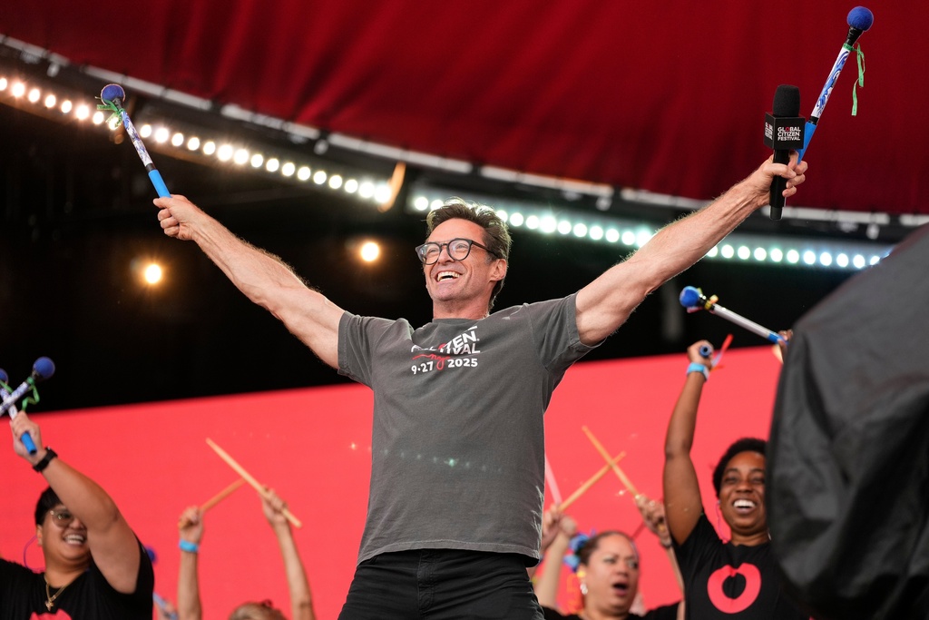 Hugh Jackman performs during the Global Citizen Festival on Saturday, Sept. 27, 2025, in New York. (Photo by Charles Sykes/Invision/AP)