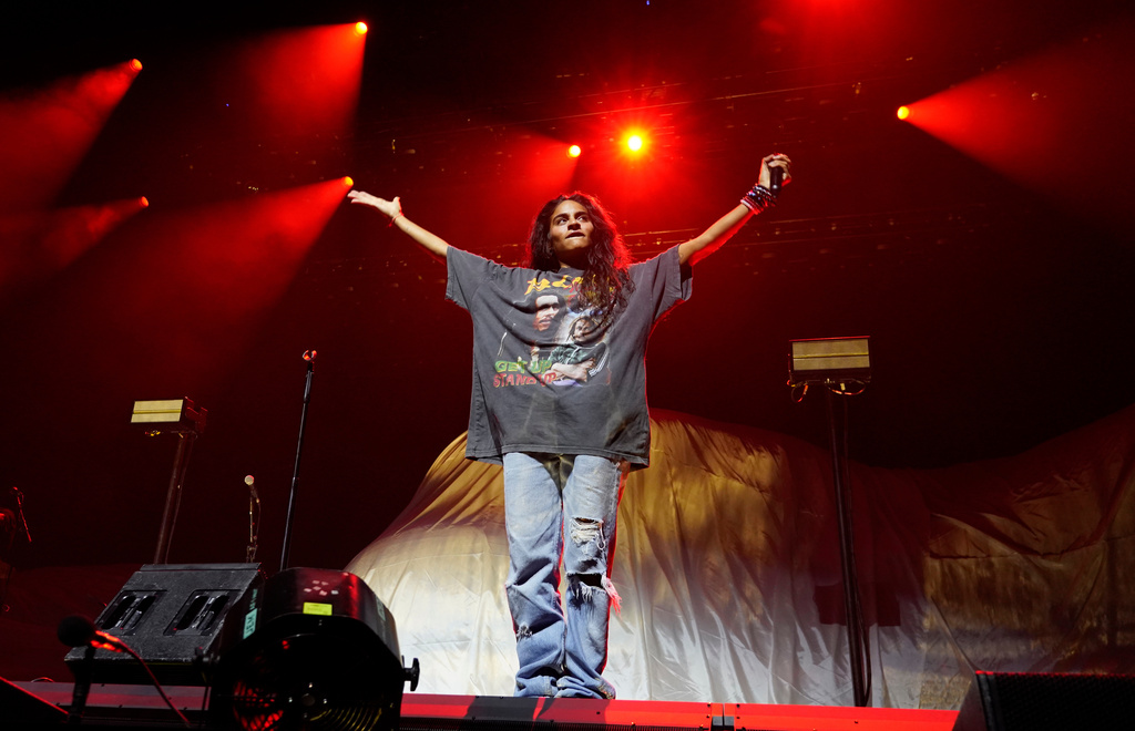 FILE - Singer Jessie Reyez performs at the Kia Forum in Los Angeles on Aug. 31, 2023. (AP Photo/Chris Pizzello, File)