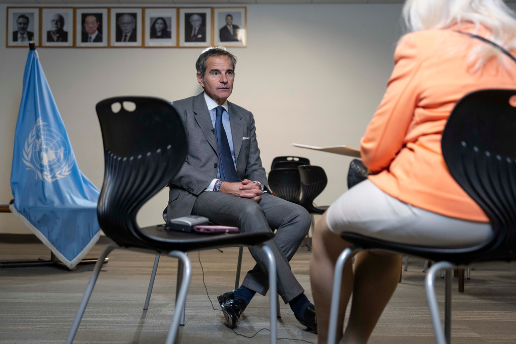Rafael Grossi, International Atomic Energy Agency (IAEA) Director General and a candidate for United Nations Secretary-General, speaks during an interview at U.N. headquarters, Tuesday, April 28, 2026. (AP Photo/Yuki Iwamura)