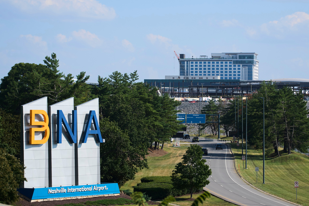 A view of the Nashville International Airport is seen Friday, Aug. 28, 2026, in Nashville, Tenn. (AP Photo/George Walker IV)