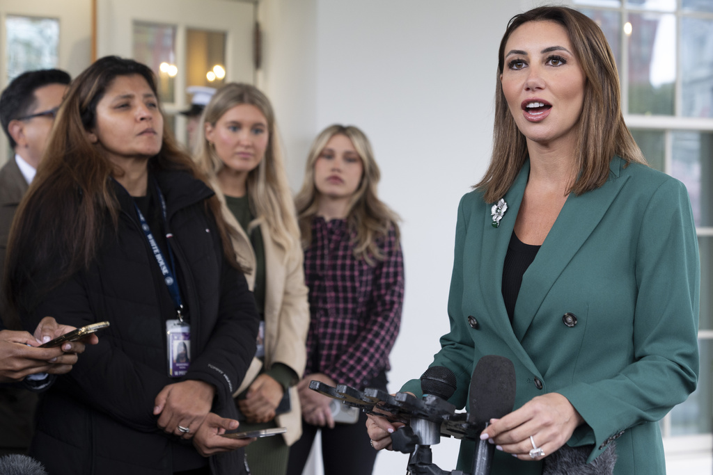 FILE - Alina Habba, a former defense lawyer for President Donald Trump , shown March 24, 2025, outside the White House in Washington. (AP Photo/Jacquelyn Martin, File)