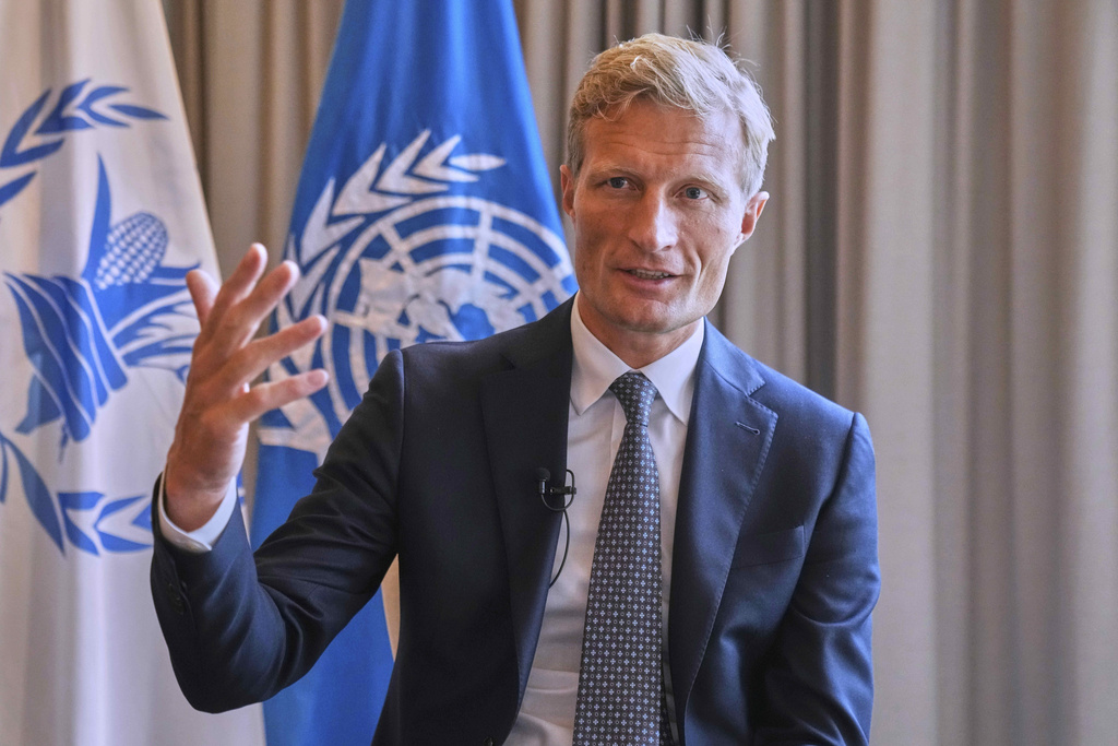 Carl Skau, deputy executive director and chief operating officer of the World Food Program, talks to The Associated Press during an interview in Bangkok, Thailand, Tuesday, Sept. 16, 2025. (AP Photo/Sakchai Lalit)