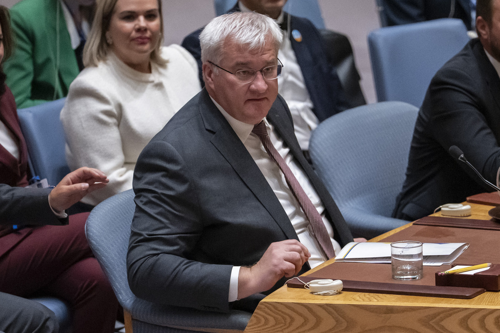 Ukraine's Minister of Foreign Affairs Andrii Sybiha attends a Security Council meeting at the United Nations Headquarters, Monday, Sept. 22, 2025. (AP Photo/Yuki Iwamura)