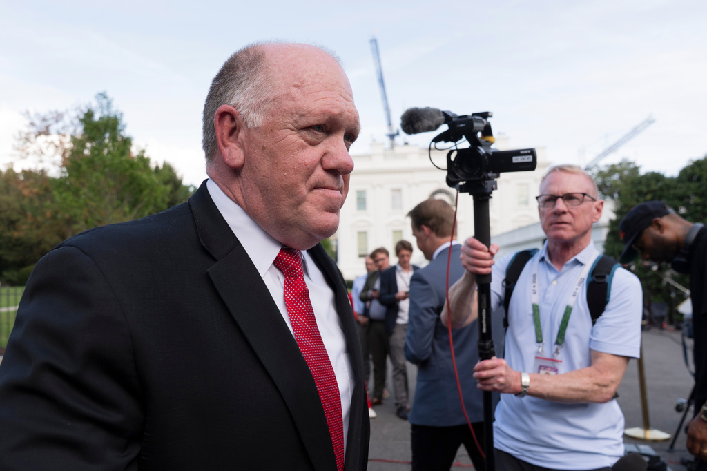 White House border czar Tom Homan walks towards the West Wing after speaking to reporters at the White House, Tuesday, Sept. 8, 2026, in Washington. (AP Photo/Manuel Balce Ceneta)