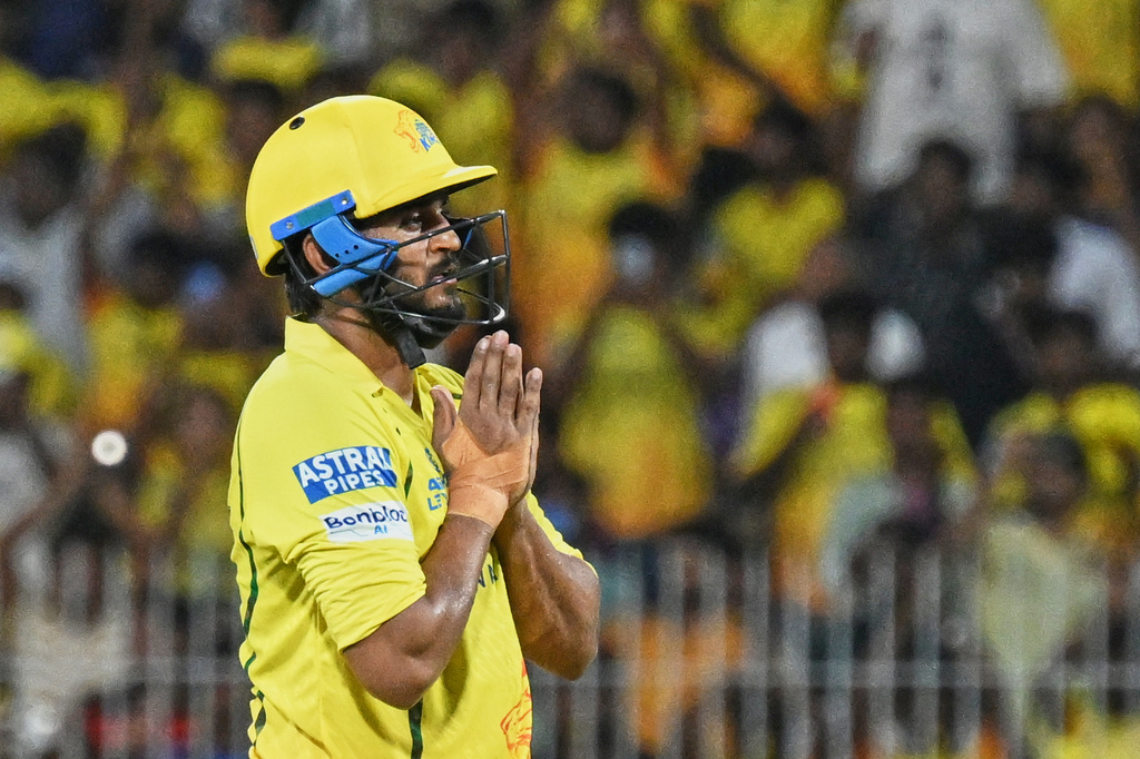 Chennai Super Kings' Urvil Patel celebrates his fifty runs during the Indian Premier League cricket match between Chennai Super Kings and Lucknow Super Giants in Chennai, India, Sunday, May 10, 2026. (AP Photo)