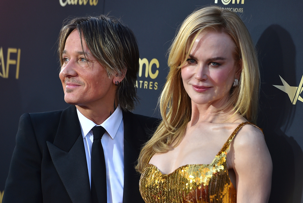 FILE - Keith Urban, left, and Nicole Kidman arrive at the 49th AFI Life Achievement Award tribute to Kidman in Los Angeles on April 27, 2024. (Photo by Jordan Strauss/Invision/AP, File
