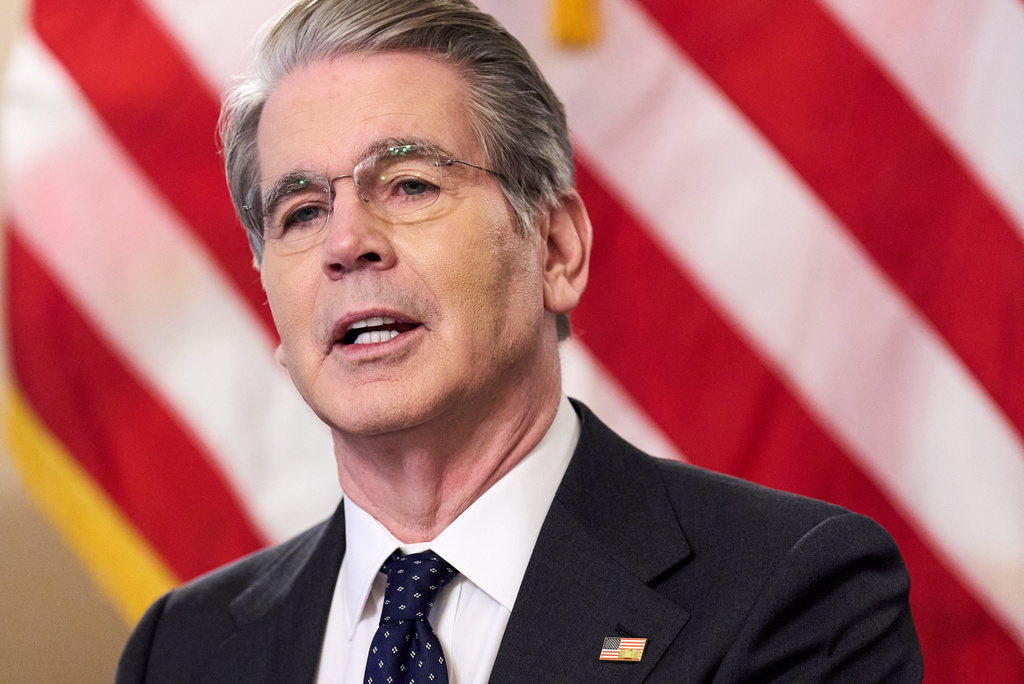 Treasury Secretary Scott Bessent meets with members of the Association of Mature American Citizens (AMAC), about financial literacy, Wednesday, April 29, 2026, at the Treasury Department, in Washington. (AP Photo/Jacquelyn Martin)