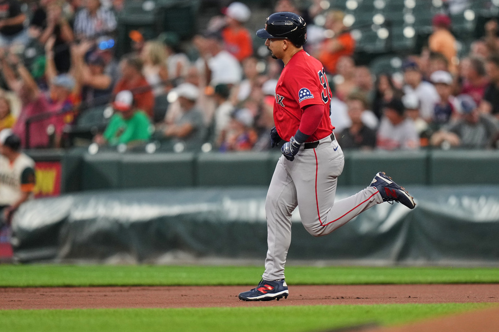 Boston Red Sox's Mickey Gasper rounds the bases after hitting a home run during the first inning of a baseball game against the Baltimore Orioles, Friday, Sept. 4, 2026, in Baltimore. (AP Photo/Stephanie Scarbrough)