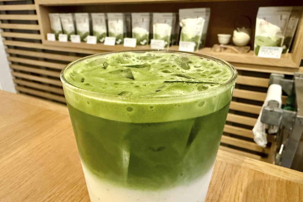 An iced matcha latte is served at Asha Tea House on Friday, Sept. 5, 2025, in San Francisco. (AP Photo/Haven Daley)