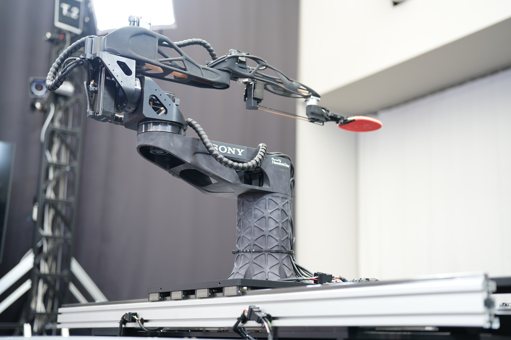 A table tennis robot built by Sony is seen in Tokyo, Dec. 2025. (Sony AI via AP)