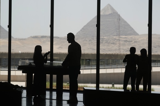 Tourists view the site of the great Pyramids from the rest zone of the Grand Egyptian Museum in Giza, Egypt, Friday, May 23, 2025. (AP Photo/Amr Nabil) Tourists view the site of the great Pyramids from the rest zone of the Grand Egyptian Museum in Giza, Egypt, Friday, May 23, 2025. (AP Photo/Amr Nabil)