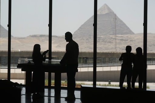 Tourists view the site of the great Pyramids from the rest zone of the Grand Egyptian Museum in Giza, Egypt, Friday, May 23, 2025. (AP Photo/Amr Nabil) Tourists view the site of the great Pyramids from the rest zone of the Grand Egyptian Museum in Giza, Egypt, Friday, May 23, 2025. (AP Photo/Amr Nabil)
