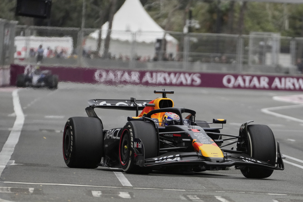 Red Bull driver Max Verstappen of the Netherlands in action during the Azerbaijan Formula One Grand Prix in Baku, Azerbaijan, Sunday, Sept. 21, 2025. (AP Photo/Darko Bandic)
