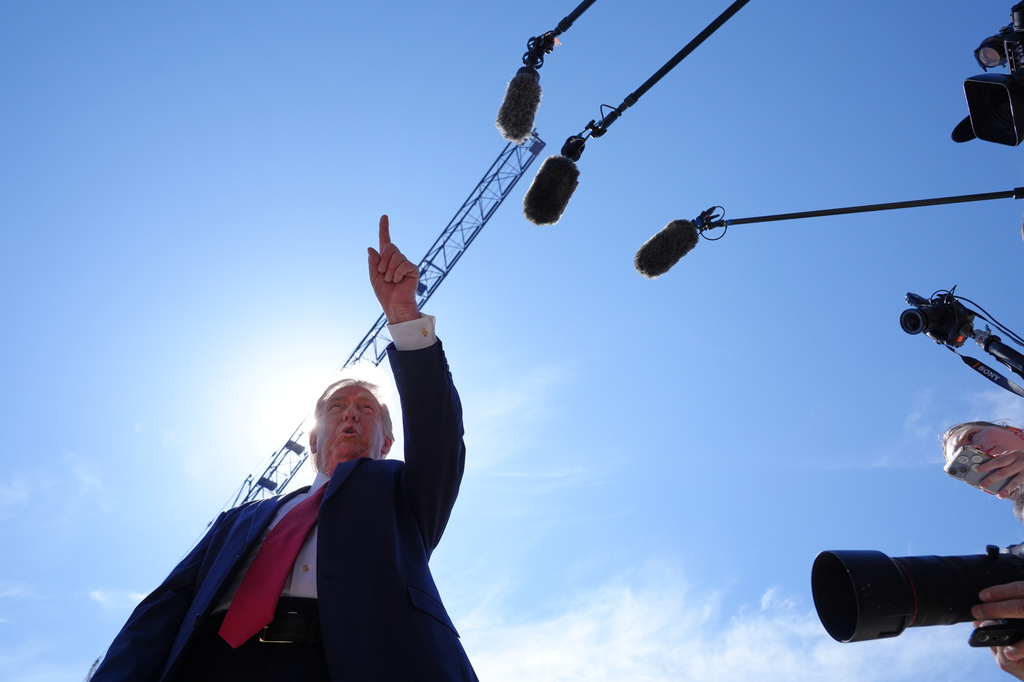 President Donald Trump speaks as he tours Ballroom construction around the outside the White House, Tuesday, May 19, 2026, in Washington. (AP Photo/Jacquelyn Martin)