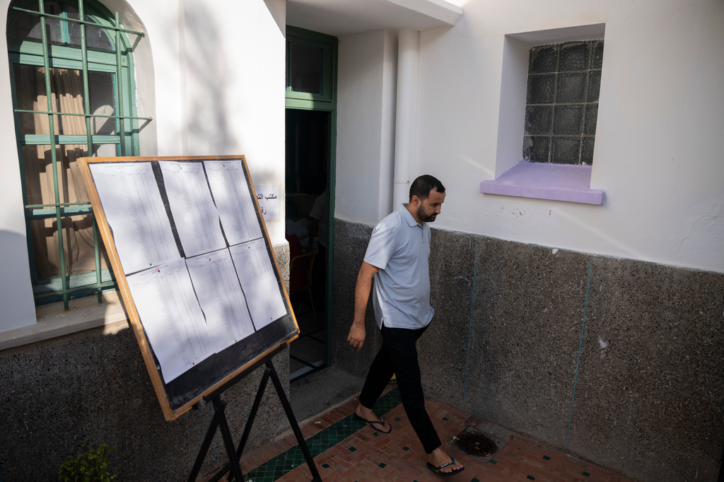 A man walks out after casting his vote inside a polling station during the legislative elections in Rabat, Morocco, Wednesday, Sept. 23, 2026. (AP Photo/Mosa'ab Elshamy)