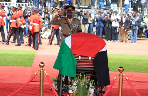 A military officer salutes at a state funeral for former Kenya Prime Minister Raila Odinga at Nyayo National Stadium in Nairobi, Kenya, Friday, Oct. 17, 2025. (AP Photo/Andrew Kasuku) A military officer salutes at a state funeral for former Kenya Prime Minister Raila Odinga at Nyayo National Stadium in Nairobi, Kenya, Friday, Oct. 17, 2025. (AP Photo/Andrew Kasuku)