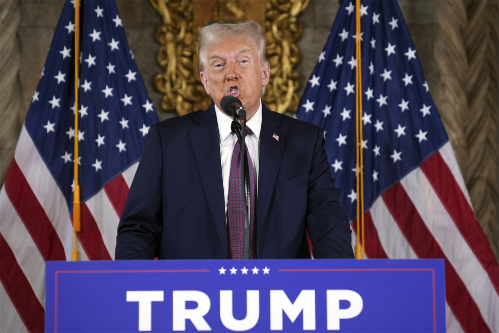 President-elect Donald Trump speaks during a news conference at Mar-a-Lago, Tuesday, Jan. 7, 2025, in Palm Beach, Fla. (AP Photo/Evan Vucci)