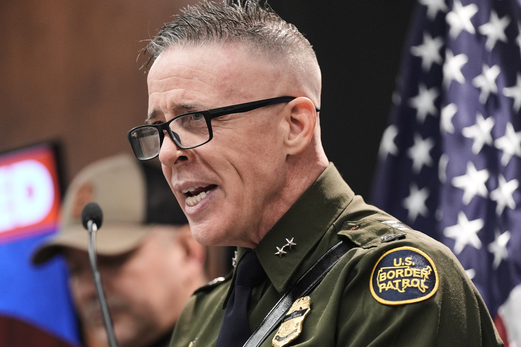 U.S. Border Patrol Cmdr. Gregory Bovino speaks during a news conference Tuesday, Jan. 20, 2026, in Minneapolis. (AP Photo/Angelina Katsanis)