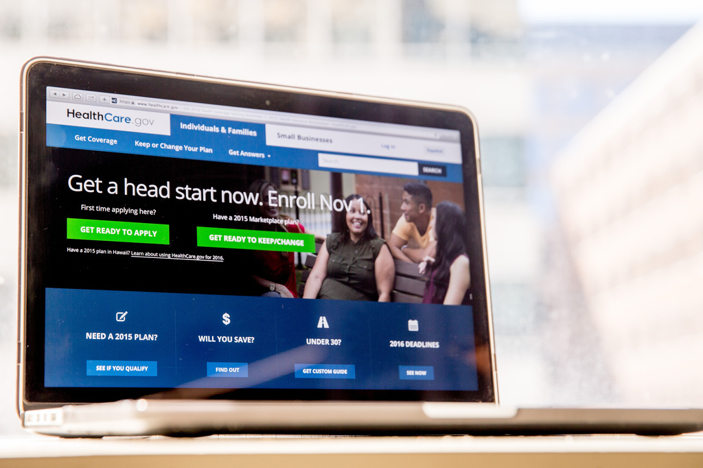 FILE - The HealthCare.gov website, where people can buy health insurance, is displayed on a laptop screen in Washington, Oct. 6, 2015. (AP Photo/Andrew Harnik, File)
