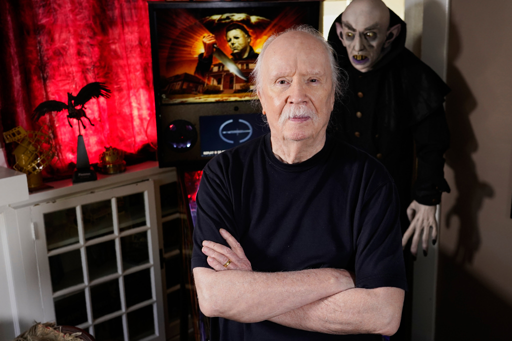 FILE - Director John Carpenter poses for a portrait at his office, Oct. 3, 2023, in Los Angeles. (AP Photo/Chris Pizzello, File)