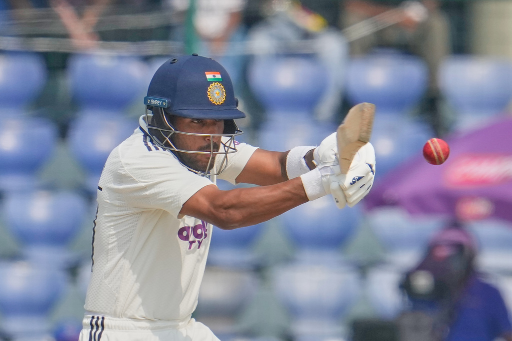 India's wicketkeeper Dhruv Jurel plays a shot on the second day of the second cricket test match between India and West Indies at the Arun Jaitley Stadium in New Delhi, India, Saturday, Oct.11, 2025. (AP Photo/Manish Swarup)
