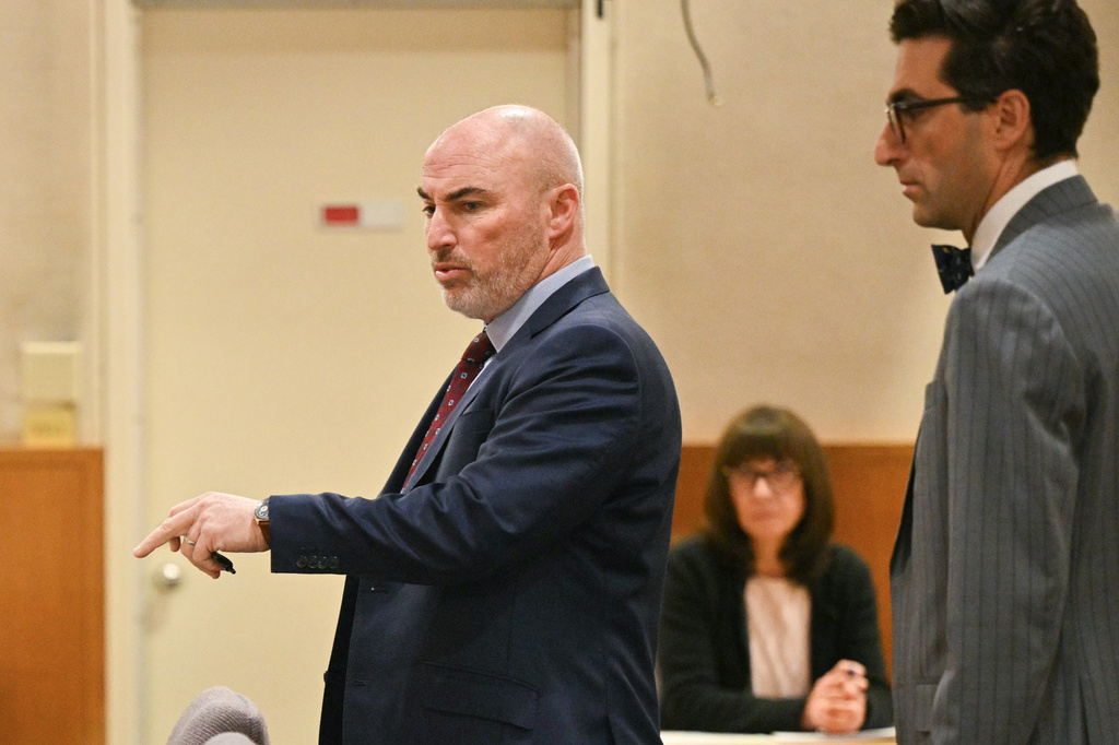 Michael Goldstein, left, attorney for Britney Spears, speaks during her arraignment in a DUI case at the Ventura County Superior Court in Ventura, Calif., on Monday, May 4, 2026. (Frederic J. Brown/Pool Photo via AP)