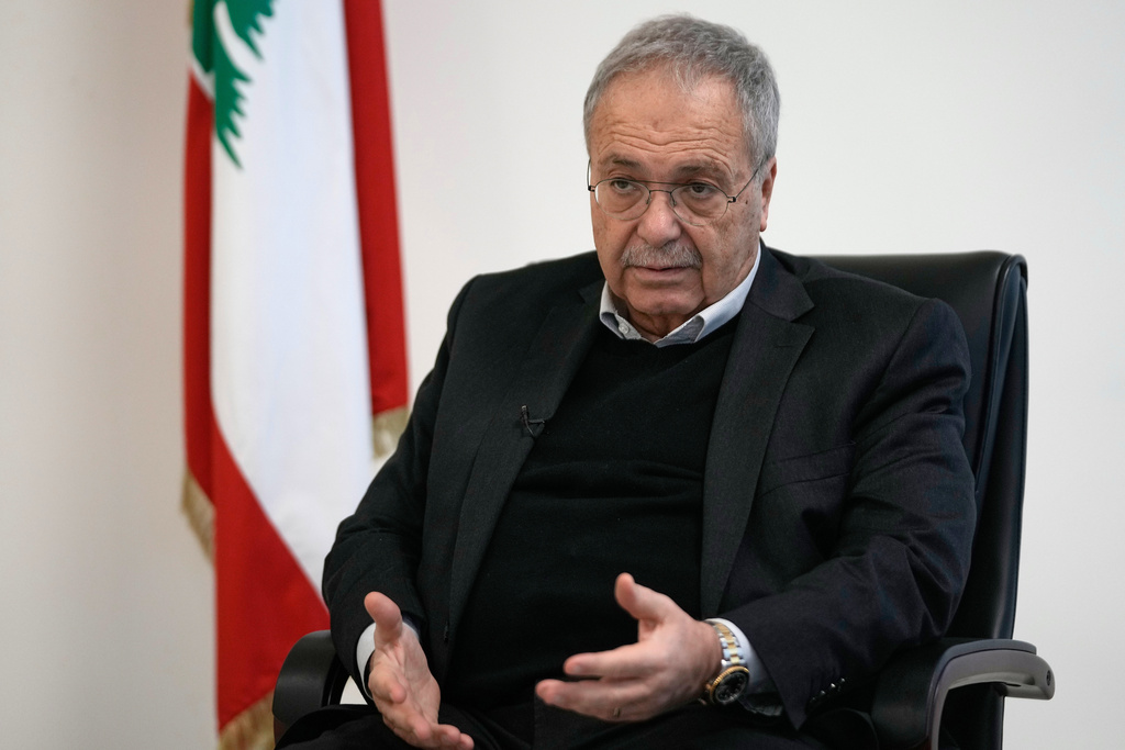 Lebanese Deputy Prime Minister Tarek Mitri, speaks during an interview with the Associated Press, in Beirut, Lebanon, Tuesday, Feb. 3, 2026. (AP Photo/Hussein Malla)
